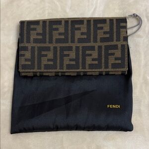 Fendi Black and Brown Logo Clutch